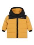 Timberland Baby Two-Tone Water Repellent Hooded Puffer Jacket, Ochre