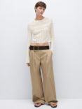 Mango Clody Crochet Knit Jumper, Ivory