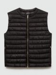 Mango Blanvest Quilted Gilet, Black