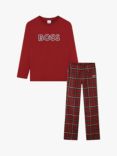 HUGO BOSS Kids' Logo Check Pyjamas, Brown