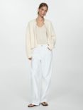 Mango Towel Knit Cardigan, Light Beige