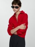 Mango Rizonlis Zip Neck Jumper, Red