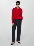 Mango Rizonlis Zip Neck Jumper, Red