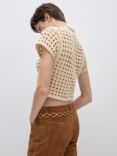 Mango More Open Knit Jumper, Light Beige