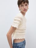 Mango Picarol Open Knit Jumper, Light Beige