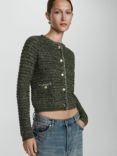 Mango Coquette Knitted Jacket, Green