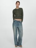 Mango Coquette Knitted Jacket, Green