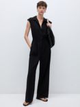 Mango Polito Collar Jumpsuit, Black