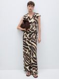 Mango Posito Animal Print Jumpsuit, Brown/Cream