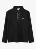 HUGO BOSS Kids' Logo Long Sleeve Polo Shirt, Black