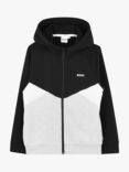 HUGO BOSS Kids' Colour Block Zipped Hoodie, Chine Grey