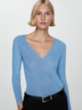 Mango Kling Fine Knit Jumper, Pastel Blue