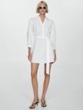 Mango Pop Bow Shirt Dress, White