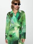 Mango Quanti Print Dress, Green/Multi