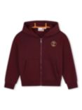 Timberland Kids' Logo Zipped Hoodie, Crimson