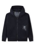 Timberland Kids' Logo Zipped Hoodie, Dark Navy