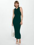 Mango Fine Knit Sleeveless Jumper Dress, Green