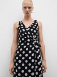 Mango Giuly Polka Dot Wrap Midi Dress, Black/White