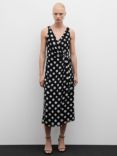 Mango Giuly Polka Dot Wrap Midi Dress, Black/White