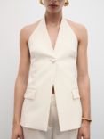 Mango Bianca Halterneck Vest Top, Cream