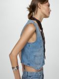 Mango Farah Denim Waistcoat, Open Blue