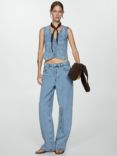 Mango Farah Denim Waistcoat, Open Blue