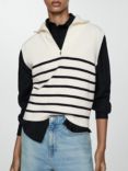 Mango Rizon Stripe Knit Gilet, White/Multi