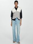 Mango Rizon Stripe Knit Gilet, White/Multi