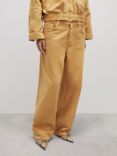 Mango Ari Mid Rise Wide Leg Jeans, Mustard