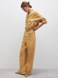 Mango Ari Mid Rise Wide Leg Jeans, Mustard