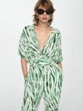 Mango Belice Abstract Stripe Jumpsuit, Natural White/Green