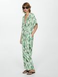 Mango Belice Abstract Stripe Jumpsuit, Natural White/Green