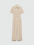 Mango Delia Linen Blend Jumpsuit, Beige