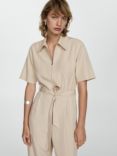 Mango Delia Linen Blend Jumpsuit, Beige