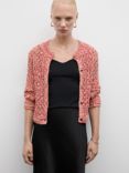 Mango Bardot Open Knit Cardigan, Red Cherry