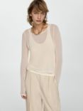 Mango Bridget Contrasting Knit Top, Light Beige