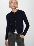 Mango Cococha Knit Pocket Jacket, Navy