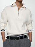 Mango Rizon Stripe Zip Jumper, Light Beige