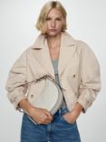 Mango Lipa Cropped Trench Coat, Light Beige