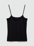 Mango Nero Open Knit Top, Black