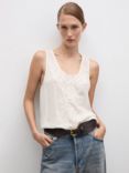 Mango Embroidered Vest Top, Natural White