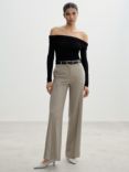 Mango Carlos Pleated Wide Leg Trousers, Grey