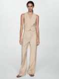 Mango Clavel Stripe Tailored Trousers, Light Beige