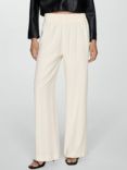 Mango Oyster Wide Leg Trousers, Light Beige