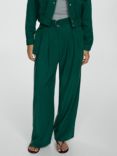 Mango Robbie Linen Blend Wide Leg Trousers, Green