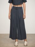 Mango Yati Belted Wide Leg Culottes, Medium Blue