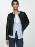 Mango Blandi Pocket Quilted Jacket, Black