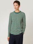 Jigsaw Cotton Slub Stripe Long Sleeve Top, Green