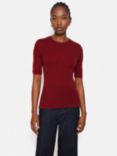 Jigsaw Half Sleeve Merino Wool Top, Burgundy