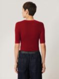 Jigsaw Half Sleeve Merino Wool Top, Burgundy